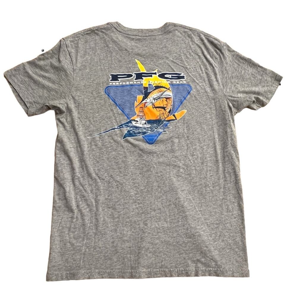 Columbia Sportswear Company PFG Grey Marlin Fishing‎ Boat Graphic T Shirt Men L